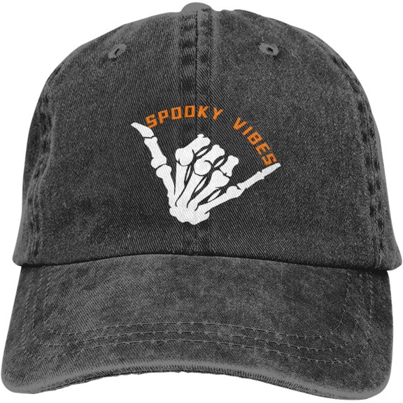 Halloween Baseball Cap Spooky Vibes Hats Funny Adjustable Skeleton Hand Vintage Hat for Women Men