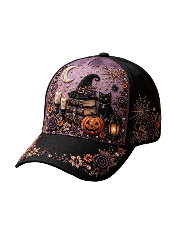 Halloween Baseball Cap, Unisex Adjustable Hat, Novelty Costume Party Hat with Horror Season Print, Outdoor Casual Trucker Cap for Men Women