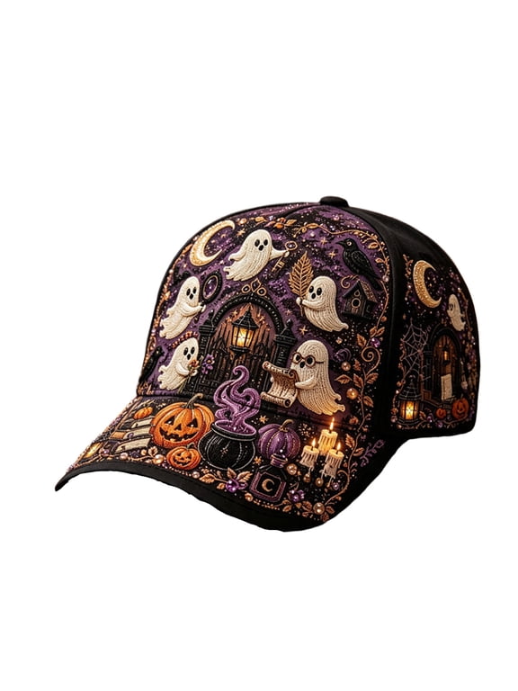Halloween Baseball Cap, Unisex Adjustable Hat, Novelty Costume Party Hat with Horror Season Print, Outdoor Casual Trucker Cap for Men Women