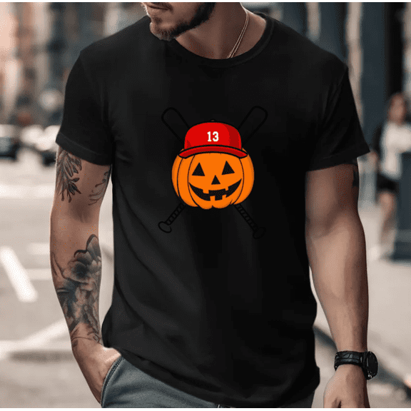 Halloween Baseball Jersey Funny Sports Fan Spooky Retro Party Graphic Unisex T-Shirt, for men & women, up to size 5XL