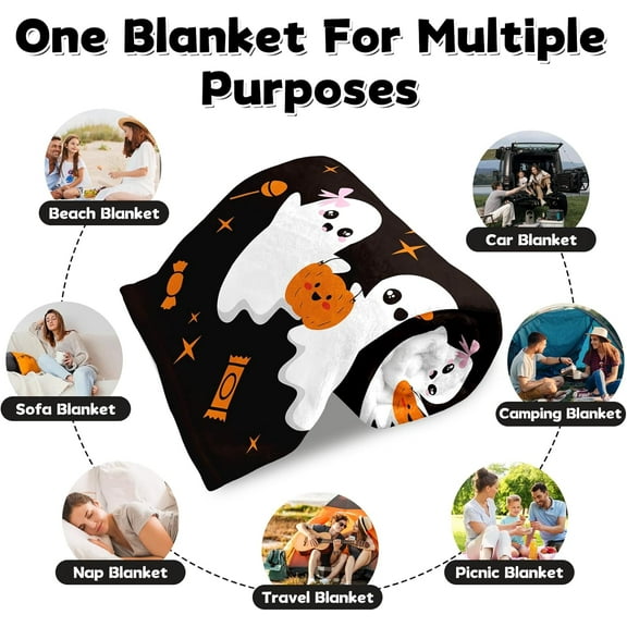 Halloween Basket Halloween Boo Basket Items for Him Boyfriend Husband Halloween Spooky Basket Stuffers for Women Her Men Him Adults Couple Boyfriend 60x80" Throw Blanket Christmas Gifts for Women Men