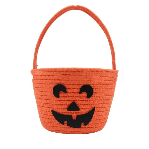 Halloween Basket for Kids, Trick or Treat Basket, Cute Pumpkin Candy Bucket, Jack O Lantern Bags for Gift Baskets Empty Pumpkin Basket for Kids, Spooky Ghost Basket 9 Inch