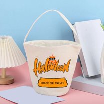 Halloween Baskets Canvas Halloween Buckets Halloween Trick or Treat Bags Candy Tote Buckets Pumpkin Buckets Handle for Halloween Party Favor Supplies
