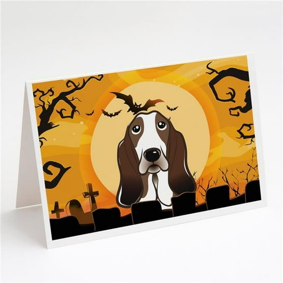 Halloween Basset Hound Greeting Cards & Envelopes - Pack of 8