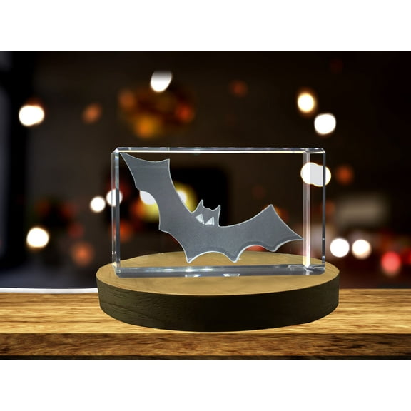 Halloween Bat 3D Engraved Crystal Decor