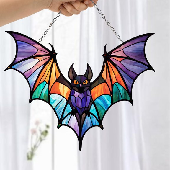 Halloween Bat Acrylic Suncatcher,2D Flat Window Decor,Spooky Hanging Ornament,Creepy Bat Lover Gift,Fall Decoration