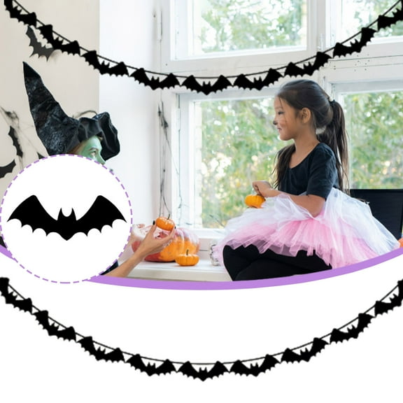 Halloween Bat Banner Hanging Garland - Scary Design, Durable Paper, Easy Hang for Indoor/Outdoor Holiday Events