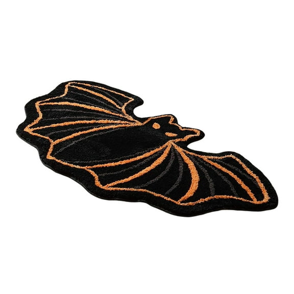 Halloween Bat Bathroom Carpet Bat Carpet Halloween Decorative Bathroom Mat Gothic Area Carpet Black Orange Bat Shaped Area Carpet (suitable For Front Door Living Room Bedroom (D)