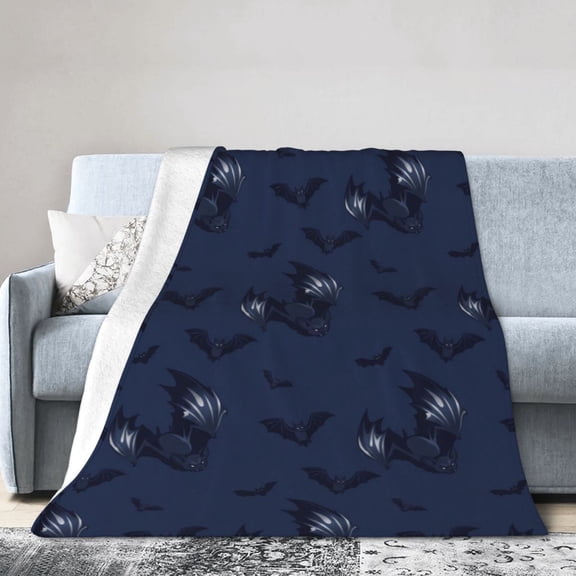 Halloween Bat Blanket, Soft Flannel Throw, Cozy Fuzzy Blanket for Couch Sofa Bedroom, All Season Home Decor 50x40