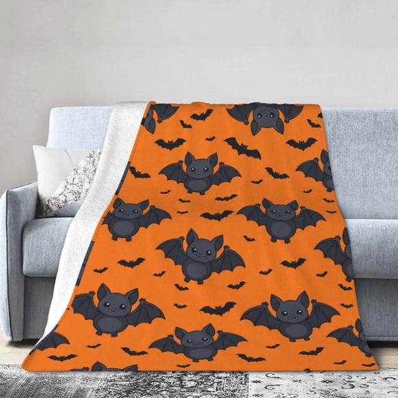 Halloween Bat Blanket, Soft Flannel Throw, Cozy Fuzzy Blanket for Couch Sofa Bedroom, All Season Home Decor 50x40