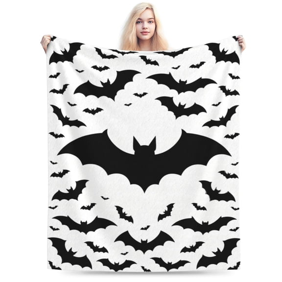 Halloween Bat Blanket, Soft Flannel Throw, Cozy Fuzzy Blanket for Couch Sofa Bedroom, All Season Home Decor 50x40