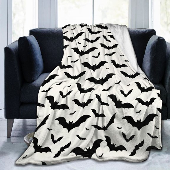 Halloween Bat Blanket, Soft Flannel Throw, Cozy Fuzzy Blanket for Couch Sofa Bedroom, All Season Home Decor 60x50