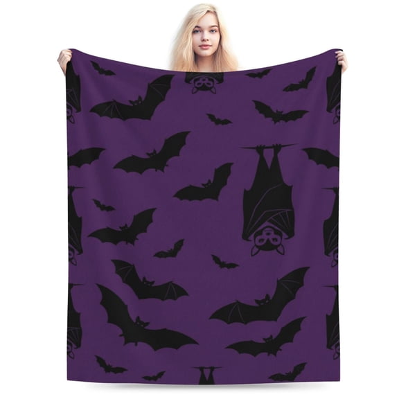 Halloween Bat Blanket, Super Soft Warm Flannel Throw, Cozy Fuzzy Blanket, All Season Decor for Couch Bedroom Sofa Office 50x40