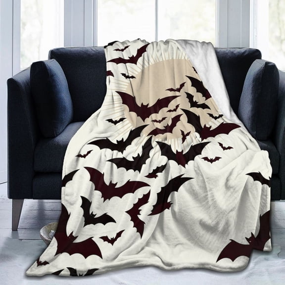 Halloween Bat Blanket, Super Soft Warm Flannel Throw, Cozy Fuzzy Blanket, All Season Decor for Couch Bedroom Sofa Office 50x40
