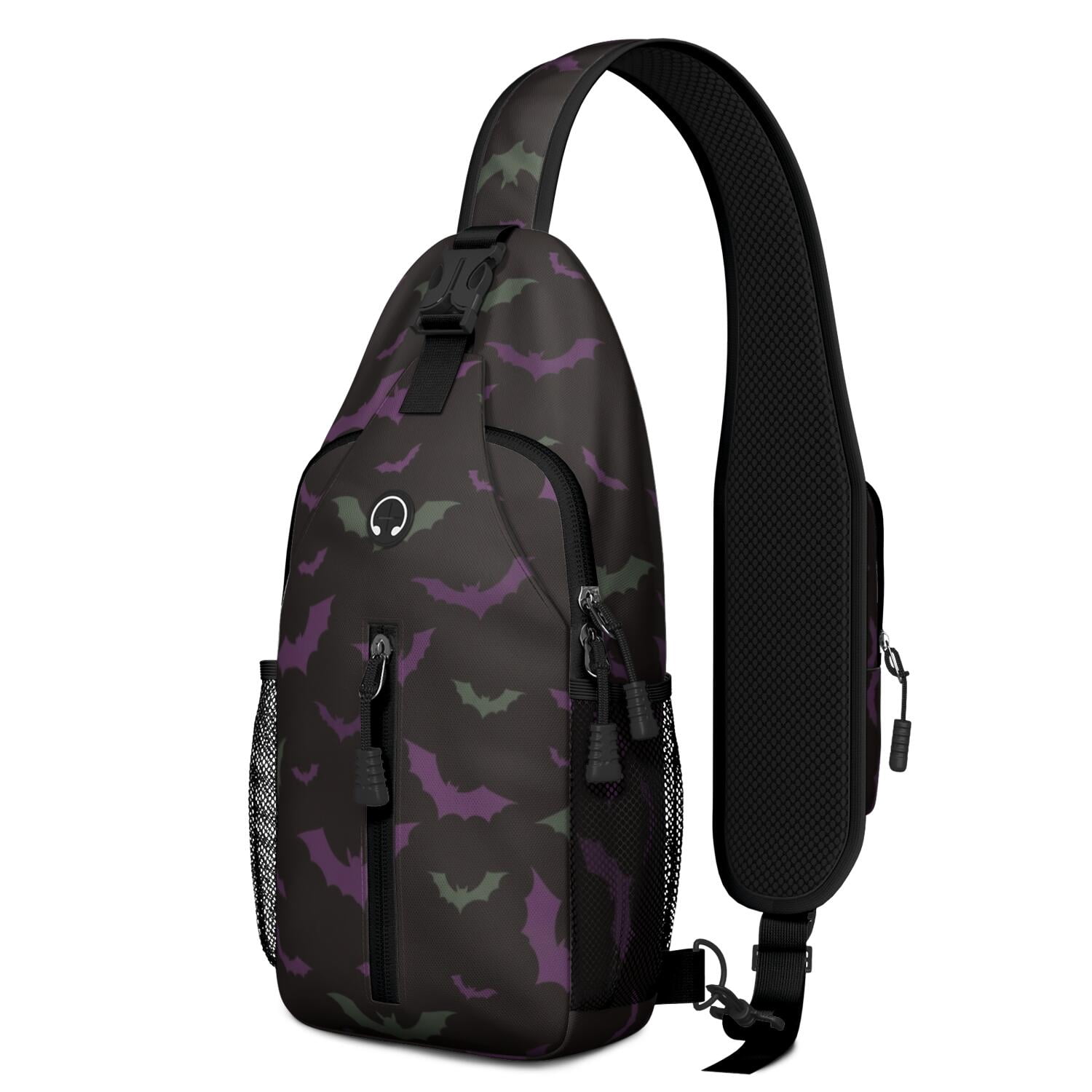 Halloween Bat Cloud Pattern Sling Backpack, Casual Day Sling Pack with ...