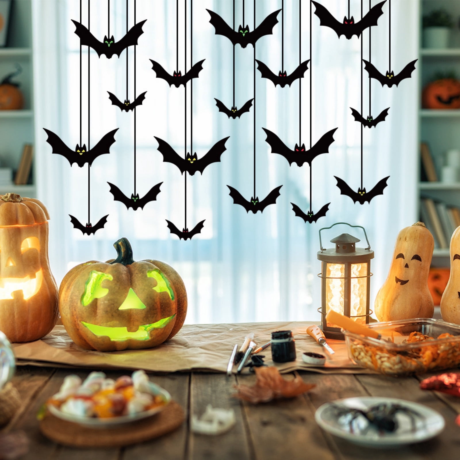18 Pcs Halloween Hanging Bats Decorations Outdoor Indoor Large Flying
