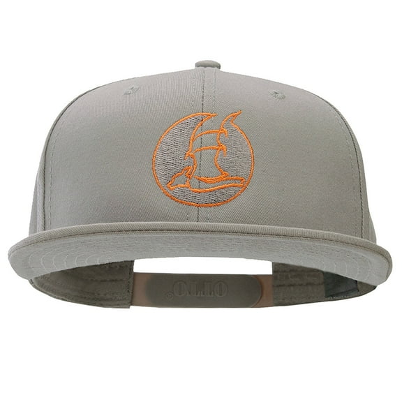 Halloween Bat Insignia Embroidered Flat Bill Snapback Cap - Grey OSFM