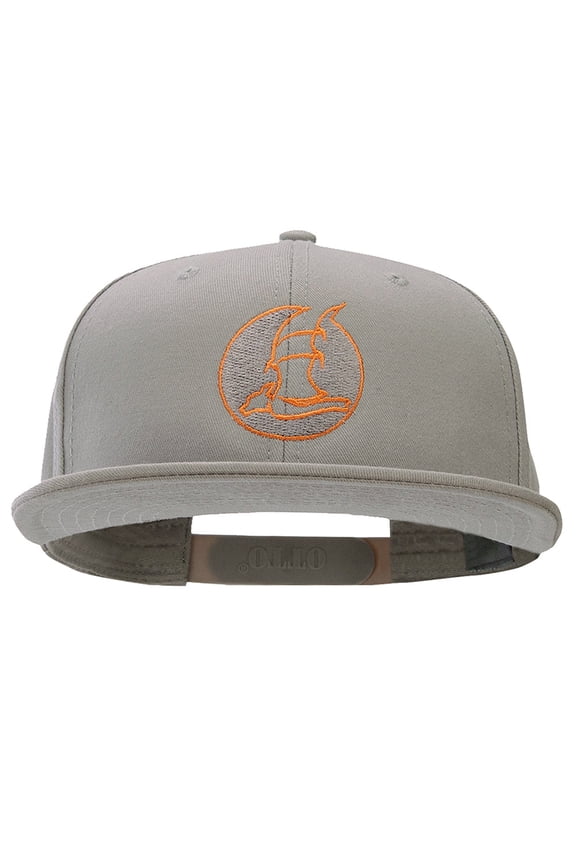 Halloween Bat Insignia Embroidered Flat Bill Snapback Cap - Grey OSFM