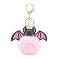 thumbnail image 1 of Halloween Bat Keychain 3.15in Fuzzy Pom Car Accessory Cute Bag Purse Backpack Charm(Pink), 1 of 5