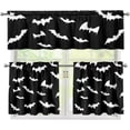 thumbnail image 1 of Halloween Bat Kitchen Curtains and Valances 3 Piece Set,Valance Curtains for Kitchen Windows Halloween Kitchen Curtains Tiers and Valances for Cafe Living Room Window Decoration, 1 of 6
