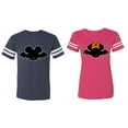 thumbnail image 1 of Halloween Bat Matching Couple Cotton Jerseys (Men Navy / Women Pink) (Men S / Women L), 1 of 3