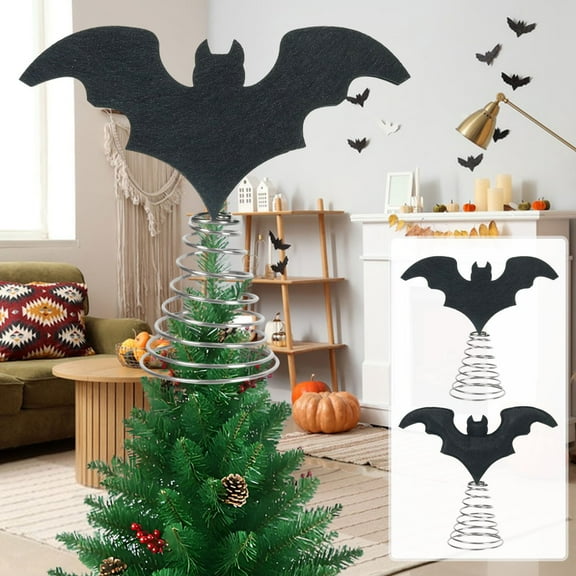 Halloween Bat Miniature Tree Topper Spooky Ornaments, Halloween Tree Topper, Halloween Bat Tree Topper, Mini Ornaments Bat Yoppers for Party BLACK/2D