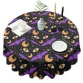 thumbnail image 1 of Halloween Bats Moons and Eyes Round Tablecloth 60"x60",Wrinkle Wipeable Table Cloth for Kitchen Dining Room Picnic Patio Party, 1 of 6