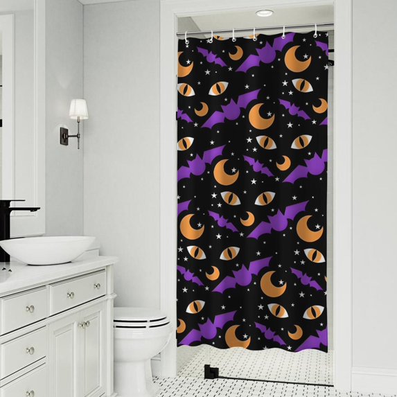 Halloween Bat Moon Eye Pattern Shower Curtain 36"x72" ,Bathroom Decorative Shower Curtains Set with 12 Hooks,Modern Waterproof Washable Shower Curtain