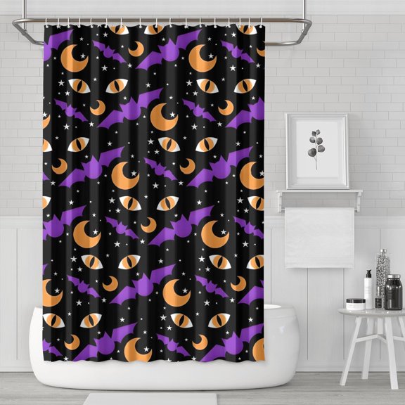 Halloween Bat Moon Eye Pattern Shower Curtain 72"x72" ,Bathroom Decorative Shower Curtains Set with 12 Hooks,Modern Waterproof Washable Shower Curtain