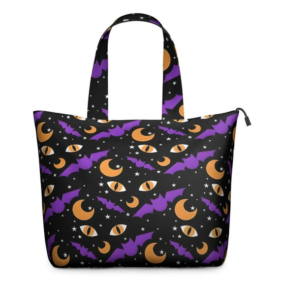 Halloween Bat Moon Eye Pattern Travel Tote Bags for Women Carry On,Large Weekender Bags for Women Travel,Multi Functional Duffle Bag for Work,Shopping,Sports