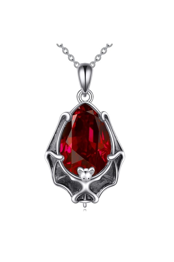 Halloween Bat Necklace for Women Sterling Silver Vintage Gothic Pendant Necklace Dark Punk Necklace Halloween Vampire Bat Jewelry Gift