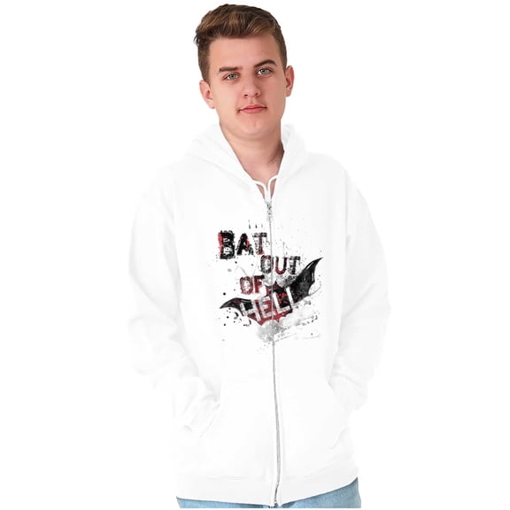 Halloween Bat Out of Hell Spooky Unisex Fleece Graphic Zip Up Hoodie Brisco Brands 5X
