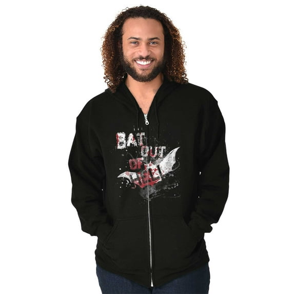 Halloween Bat Out of Hell Spooky Zip Up Hoodie Men's Women's Brisco Brands L