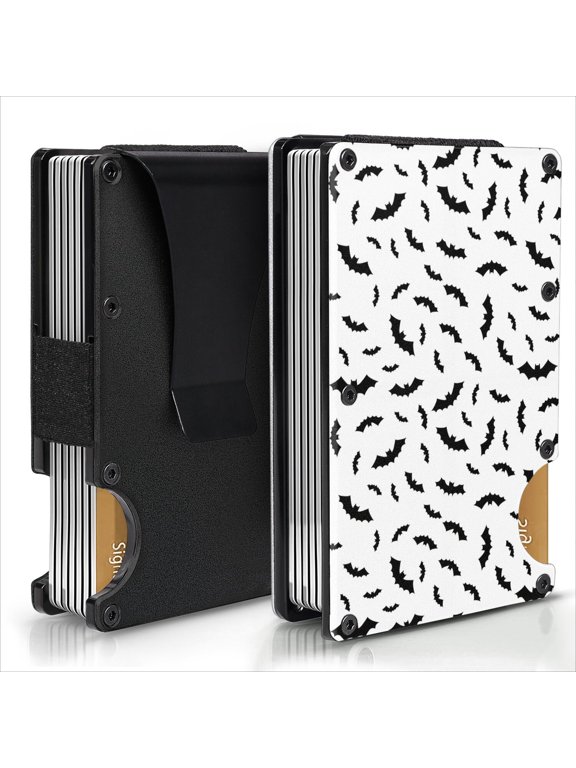 Halloween Bat Pattern Aluminum Tactical Wallet, Minimalist Money Clip with Money Clip & Easy Access Notch, Rust Resistant Gifts for Men Women Everyday Carry