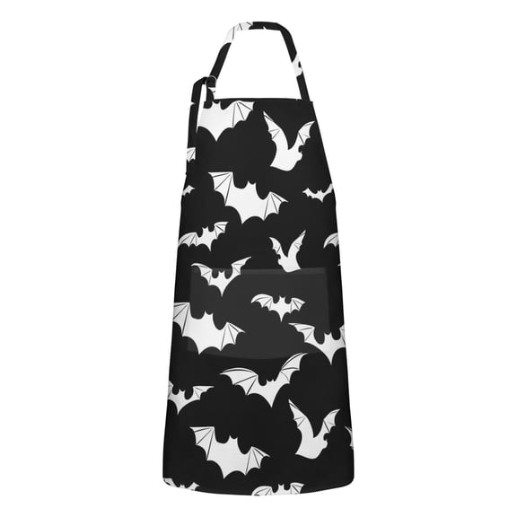 Halloween Bat Apron-Garden Aprons for Women with Pockets-Cotton Linen Waterproof Kitchen Cooking Gardening Aprons Adjustable for Kitchen,Cooking,BBQ and Salon 32"x27"