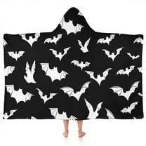 Halloween Bat Pattern Hooded Bath Towel,50"x30" for Ages 3 To 12 Kids, Quick Dry Lightweight Soft Microfiber Hood Beach Towel Cover Up for Kids