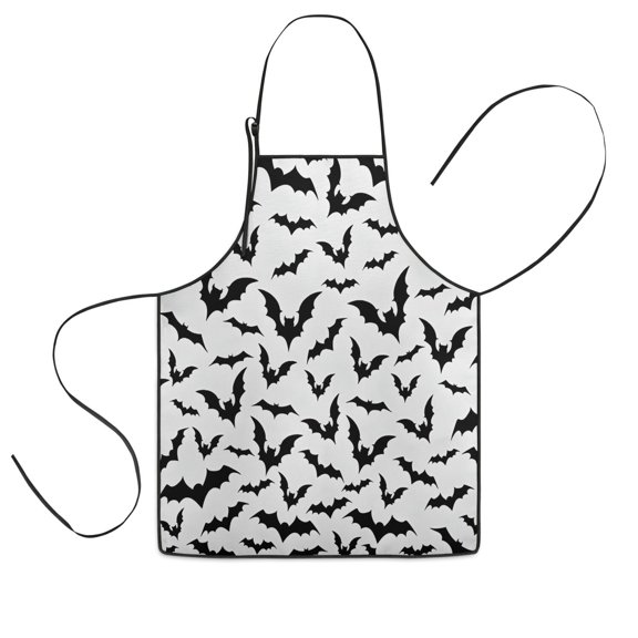 Halloween Bat Pattern Kids Aprons for Girls and Boys,Adjustable Neck Strap Toddler Aprons for Kids Cooking Baking,23.6"x19"