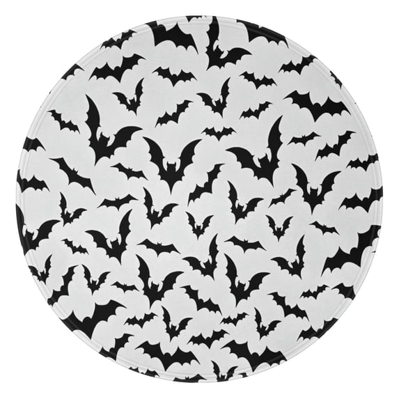 Halloween Bat Pattern Round Blanket,Comfortable Soft Flannel Throw Blanket,All Season,Warm Lightweight Blankets for Sofa Bed Couch Living Room Chair 47"x47"