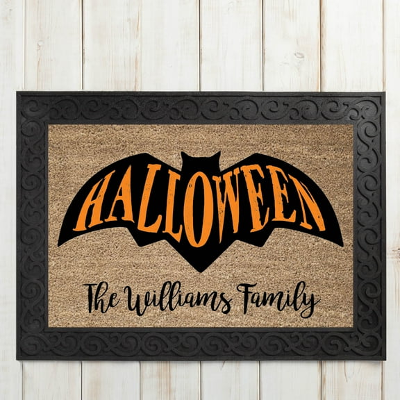 Halloween Bat Personalized Doormat