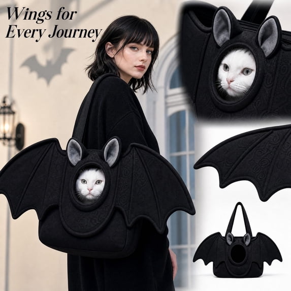 Halloween Bat Pet Carrier Bag, Portable Travel Carrier for Cats and Small Dogs, Comfortable Carry Bag for Shopping Vet Visits and Outdoor Trips