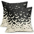 thumbnail image 1 of Halloween Bat Pillow Covers 18x18 Set of 2 Black Scary Pattern Print Decorative Throw Pillows Outdoor Halloween Decorations Pillowcase Holiday Farmhouse Linen Cushion Cover Decor for Sofa Couch Bed, 1 of 6