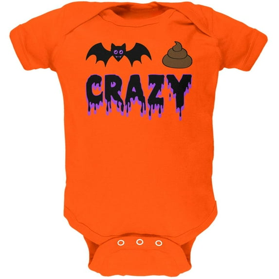 Halloween Bat Poop Crazy Soft Baby One Piece Orange 18 Month