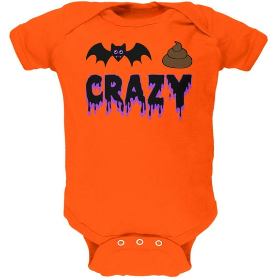 Halloween Bat Poop Crazy  Soft Baby One Piece Orange 24 Month