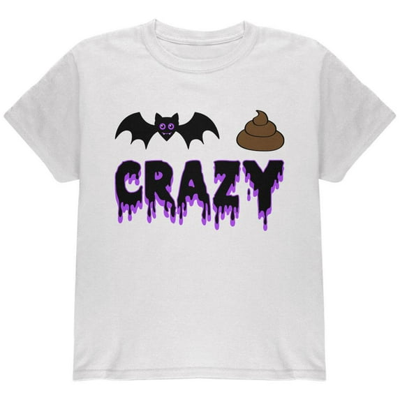 Halloween Bat Poop Crazy Youth T Shirt White YMD