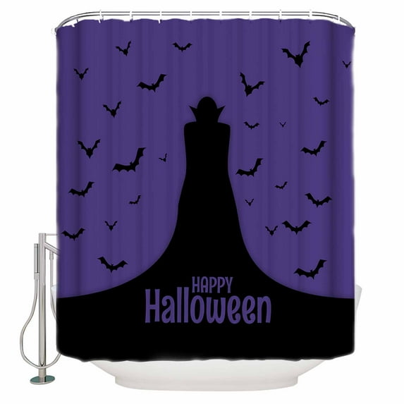 Halloween Bat Purple Shower Curtain Set ,Waterproof Fabric Shower Curtains Shower Curtains for Bathroom,Bathroom Decor 60"x72"