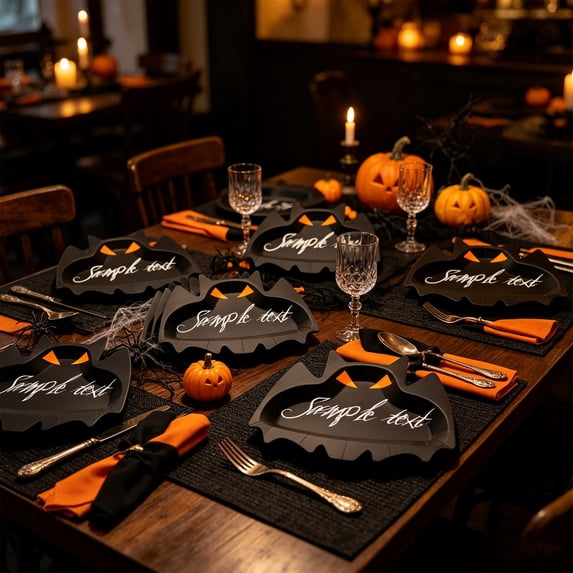 Halloween Bat Shaped Disposable Paper Plates, Cute Vampire Bat Cutout Party Plates, 10pc