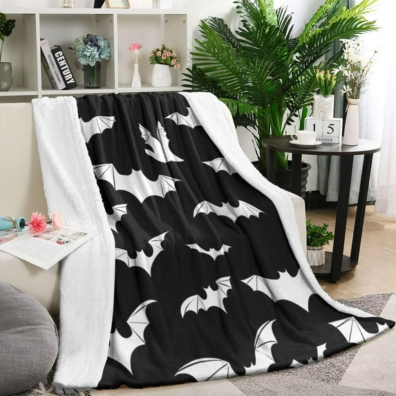Halloween Bat Silhouettes Blanket,Comfortable Soft Lamb Wool Throw Blanket,All Season,Warm Lightweight Blankets for Sofa Bed Couch Living Room Chair,60"x80"