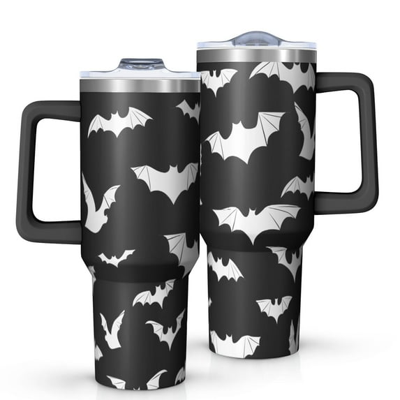 Halloween Bat Silhouettes Tumbler with Handle and Lid,40oz Double Wall Vacuum Insulated Tumbler,Cups Gift for Women and Men
