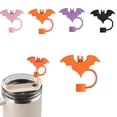 thumbnail image 1 of Halloween Bat Silicone Straw Topper - 10mm Reusable Dust Cap for Tumblers Umbrella for Drinks - Cute Spooky Drink Accessory for 30/40 Oz Cups(Orange), 1 of 3