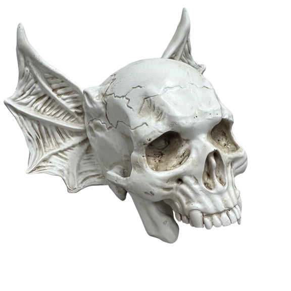 Halloween Bat & Skull Resin Ornament Set - Spooky Desktop Decor, Gothic Horror Figurine